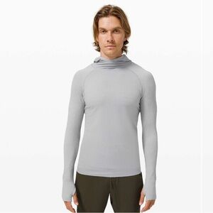 Lululemon Hoodie Gray Men's L Keep the Heat Thermal Ribbed Long Sleeve Hooded